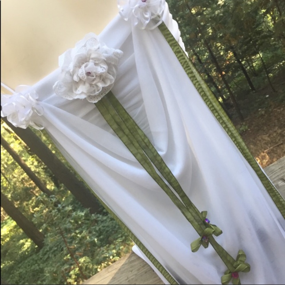 Kreativekristen original upcycled white floral evening  prom gown maxi dress - Picture 10 of 15